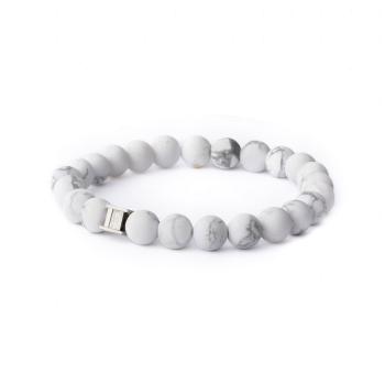 Armband mit 8 mm mattem Howlith-Stein - Alpha Mat White